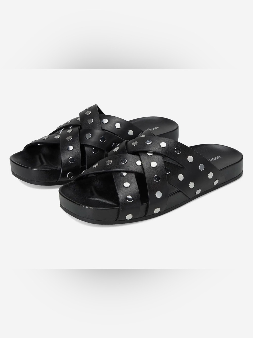 Michael‎ Kors Black Crisscross Stud Slide Sandals